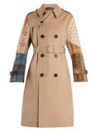 Matchesfashion.com Junya Watanabe - Contrast Sleeve Cotton Garbardine Trench Coat - Womens - Beige Multi