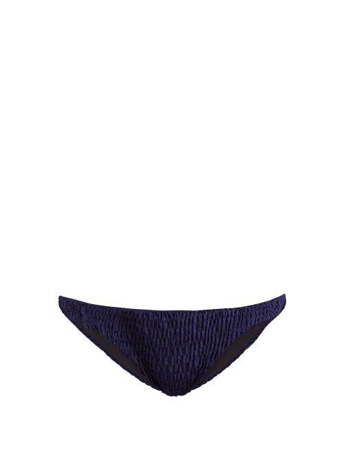 Matchesfashion.com Solid & Striped - Rachel Smocked Bikini Briefs - Womens - Navy