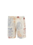Matchesfashion.com Desmond & Dempsey - The Market Linen Pyjama Shorts - Mens - Cream Multi