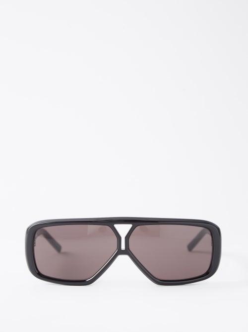 Saint Laurent Eyewear - Rectangle Aviator Acetate Sunglasses - Womens - Black