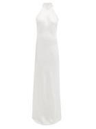 Matchesfashion.com Galvan - Sienna High Halterneck Silk Dress - Womens - White
