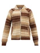 Erl - Striped Zipped Wool-blend Knit Sweater - Mens - Brown
