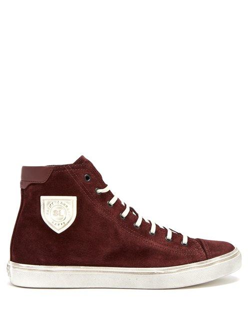 Matchesfashion.com Saint Laurent - Bedford Suede High Top Trainers - Mens - Burgundy