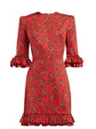 Matchesfashion.com The Vampire's Wife - Festival Gypsy Floral Print Cotton Mini Dress - Womens - Red Print