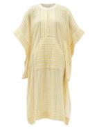 Matchesfashion.com Zeus + Dione - Calyx Striped Cotton-blend Midi Kaftan Dress - Womens - Yellow