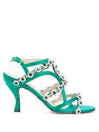 Matchesfashion.com Christopher Kane - Crystal-embellished Satin Sandals - Womens - Green