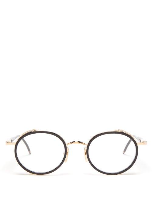 Matchesfashion.com Thom Browne - Round Frame Acetate And Metal Glasses - Mens - Black