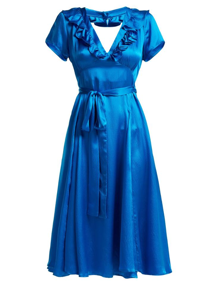 Rhode Resort Celia Ruffled Hammered Silk-satin Dress