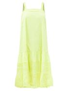 Matchesfashion.com Juliet Dunn - Tie-back Embroidered Cotton Dress - Womens - Yellow