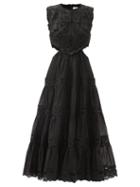 Matchesfashion.com Zimmermann - Cassia Cutout Ramie-blend Midi Dress - Womens - Black