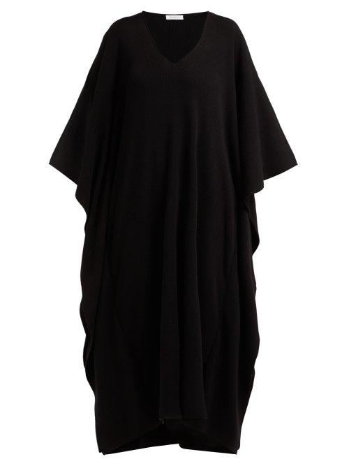 Matchesfashion.com Ryan Roche - Draped Cashmere Kaftan Midi Dress - Womens - Black