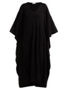 Matchesfashion.com Ryan Roche - Draped Cashmere Kaftan Midi Dress - Womens - Black
