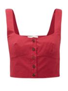 Matchesfashion.com Araks - Tilly Square-neck Cotton Cropped Top - Womens - Burgundy