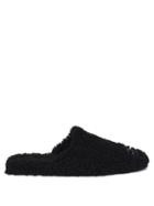 Balenciaga - Cosy Bb-plaque Shearling Backless Loafers - Womens - Black