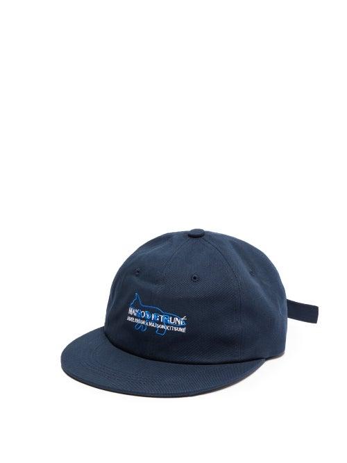 Matchesfashion.com Ader Error X Maison Kitsun - Layout Fox Logo Embroidered Cotton Cap - Mens - Navy