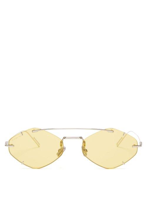 Matchesfashion.com Dior Homme Sunglasses - Diorinclusion Rhombus Shaped Sunglasses - Mens - Silver