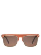 Matchesfashion.com Loewe - Leather Trim D Frame Sunglasses - Mens - Brown