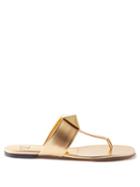 Valentino Garavani - One Stud Leather Sandals - Womens - Gold