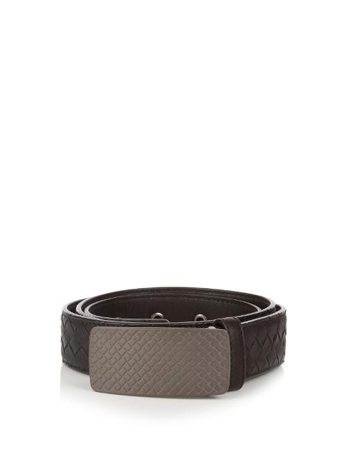 Bottega Veneta Engraved-buckle Intrecciato Leather 3.5cm Belt