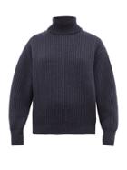 Matchesfashion.com Brunello Cucinelli - Roll Neck Cashmere Blend Sweater - Womens - Blue Multi