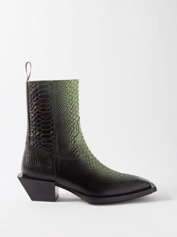 Eytys - Luciano Snake-effect Leather Boots - Mens - Green Black