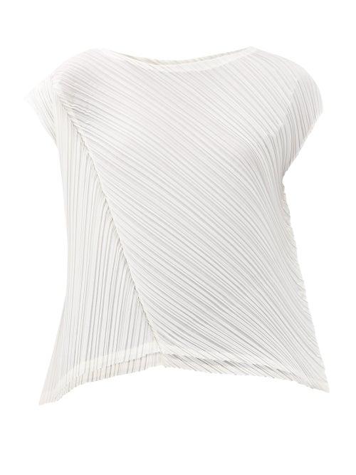 Matchesfashion.com Pleats Please Issey Miyake - Asymmetric Technical-pleated Top - Womens - White