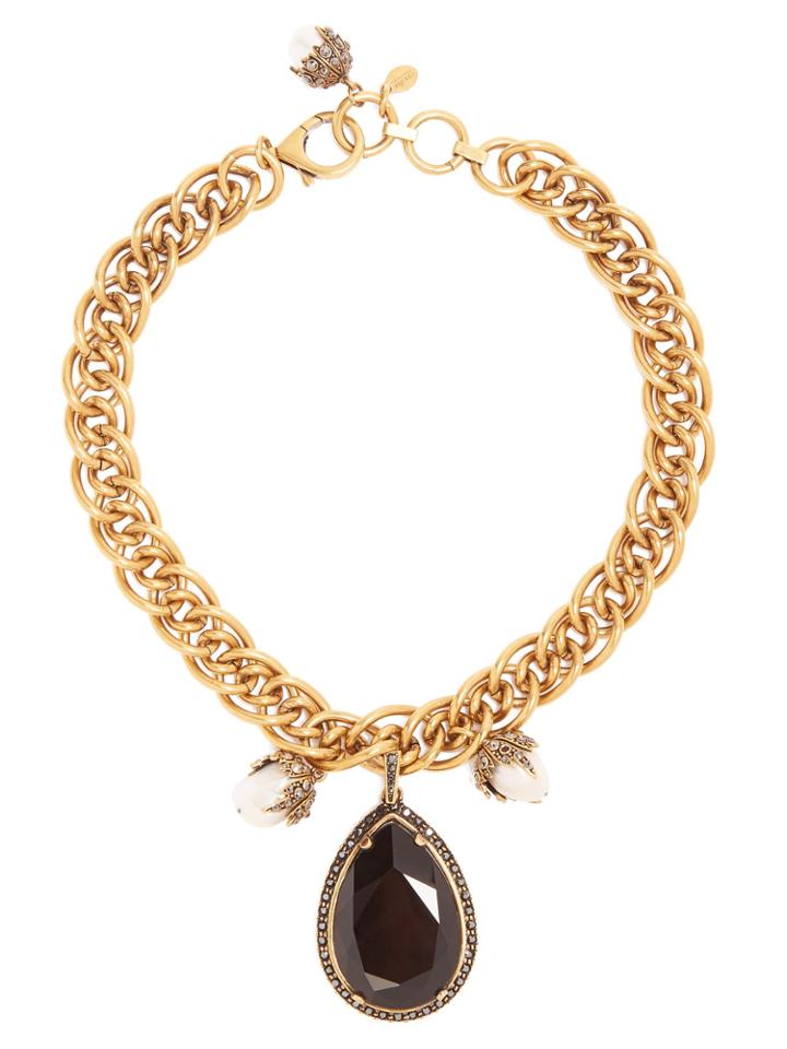 Alexander Mcqueen Crystal-embellished And Pearl Necklace