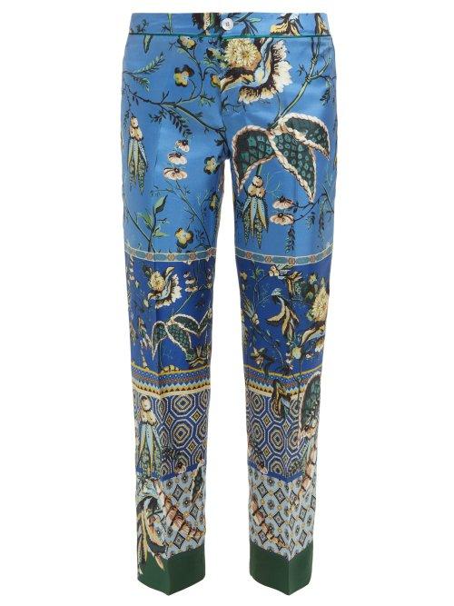 Matchesfashion.com F.r.s - For Restless Sleepers - Ceo Floral Print Silk Trousers - Womens - Blue Multi
