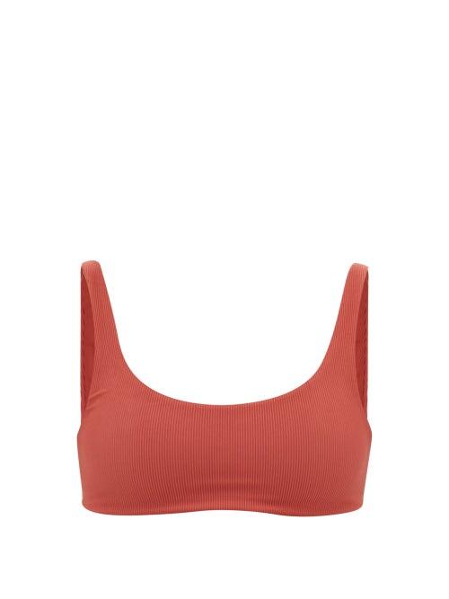 Matchesfashion.com Jade Swim - Rounded Edges Scoop-neck Ribbed Bikini Top - Womens - Burgundy