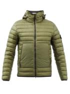 Stone Island - Logo-patch Hooded Quilted Down Coat - Mens - Green