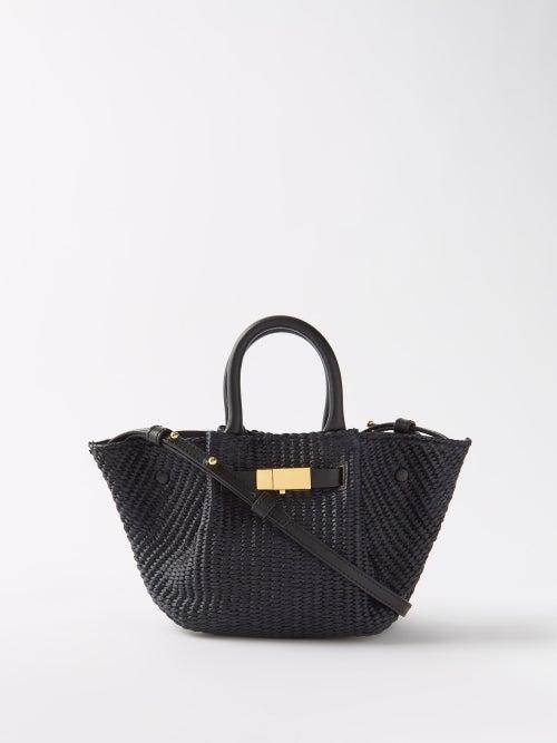 Demellier - New York Faux-raffia And Leather Cross-body Bag - Womens - Black