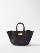 Demellier - New York Faux-raffia And Leather Cross-body Bag - Womens - Black