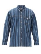 Matchesfashion.com Martine Rose - Buttondown Jacquard-stripe Denim Shirt - Mens - Black Blue