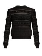 Oscar De La Renta Long-sleeved Ruffle-trimmed Silk-blend Sweater