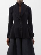 Alexander Mcqueen - Peplum-hem Wool Cardigan - Womens - Black