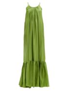 Matchesfashion.com Kalita - Brigitte Habotai-silk Maxi Dress - Womens - Dark Green