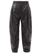 Bottega Veneta - Pleated Leather Cargo Trousers - Mens - Black
