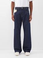 Wales Bonner - Miles Striped-panel Straight-leg Jeans - Mens - Blue Multi