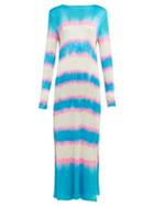 Matchesfashion.com The Elder Statesman - Raya Striped Knitted Silk Dress - Womens - Blue Multi