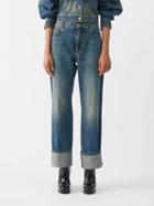 Alexander Mcqueen - Turned-up Cuff Boyfriend Jeans - Womens - Mid Blue