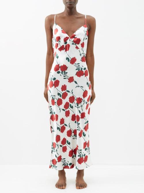Emilia Wickstead - Trinny Rose-print Silk Slip Dress - Womens - Red Print