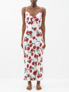Emilia Wickstead - Trinny Rose-print Silk Slip Dress - Womens - Red Print