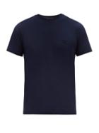 Matchesfashion.com Prada - Embroidered Logo Stretch Cotton T Shirt - Mens - Navy
