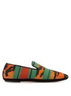 Matchesfashion.com Loewe - Tiger Print Woven Loafers - Womens - Orange Multi
