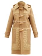 Matchesfashion.com Burberry - Quilted-panel Wool-blend Duffle Coat - Womens - Camel