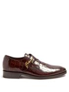Matchesfashion.com Balenciaga - Crocodile Effect Leather Derby Shoes - Mens - Brown