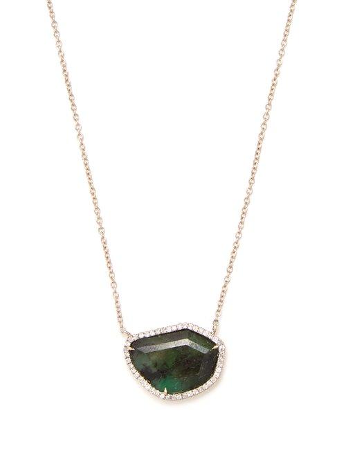 Matchesfashion.com Monique Pan - Diamond, Emerald & White Gold Necklace - Womens - Green