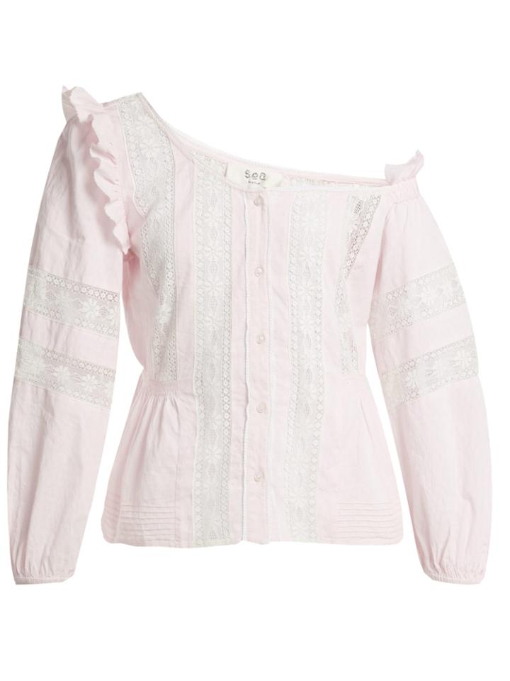 Sea Off-the-shoulder Cotton Top