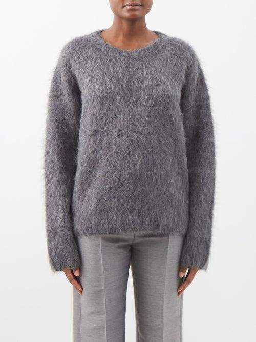 Toteme - Boxy Alpaca-blend Sweater - Womens - Dark Grey
