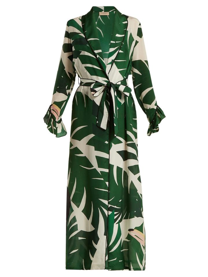 Adriana Degreas Printed Silk Crepe Maxi Dress